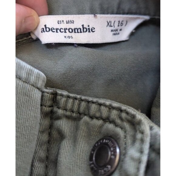 Abercrombie & Fitch Kids Coat Jacket Girls Safari Utility Green Zip XL/16 - Picture 6 of 7